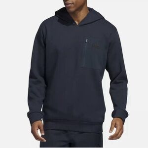 Adidas Sweatshirt Navy Blue Hoodie Chest Zipper Pocket Large